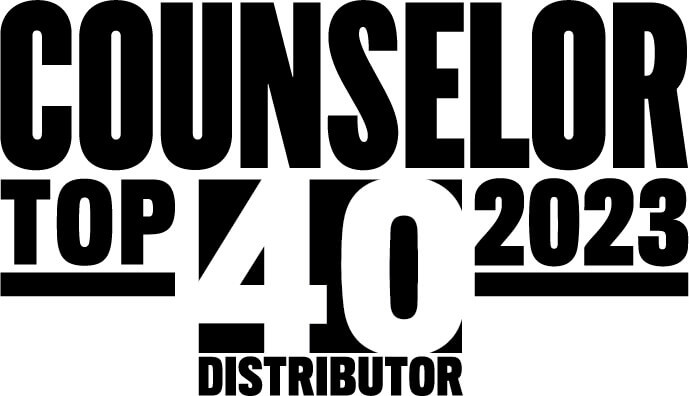 Counselor Top 40 Distributor 2023" text in bold black font.